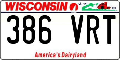 WI license plate 386VRT