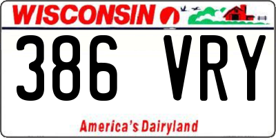 WI license plate 386VRY