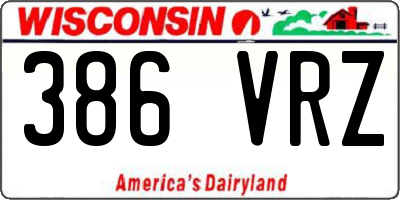 WI license plate 386VRZ