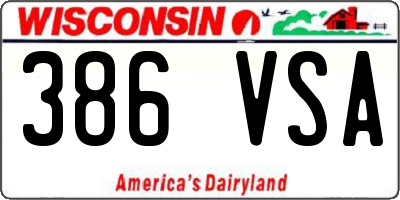 WI license plate 386VSA