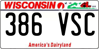 WI license plate 386VSC