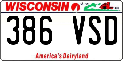 WI license plate 386VSD