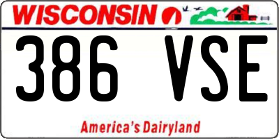 WI license plate 386VSE