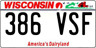WI license plate 386VSF