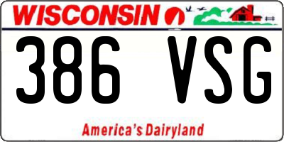 WI license plate 386VSG