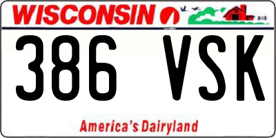 WI license plate 386VSK