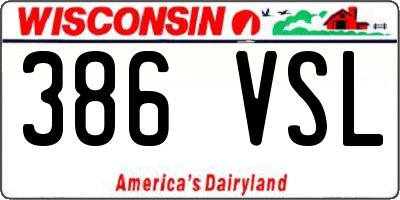 WI license plate 386VSL