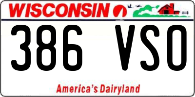 WI license plate 386VSO