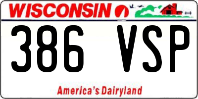 WI license plate 386VSP
