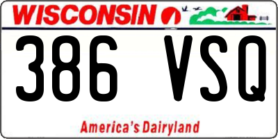 WI license plate 386VSQ