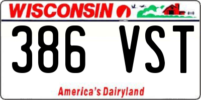WI license plate 386VST