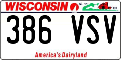 WI license plate 386VSV