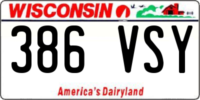 WI license plate 386VSY