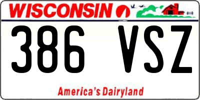 WI license plate 386VSZ