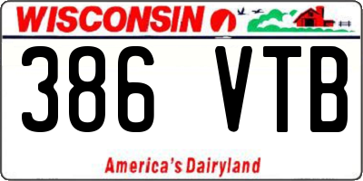 WI license plate 386VTB