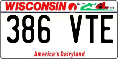 WI license plate 386VTE