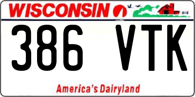 WI license plate 386VTK