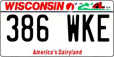 WI license plate 386WKE