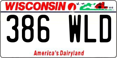WI license plate 386WLD