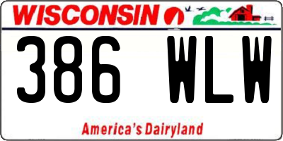 WI license plate 386WLW