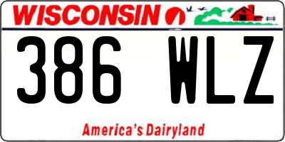 WI license plate 386WLZ