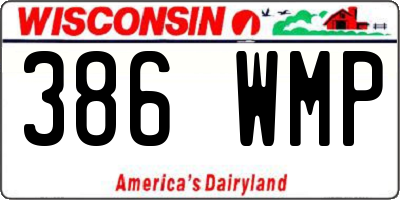 WI license plate 386WMP