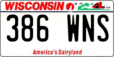 WI license plate 386WNS