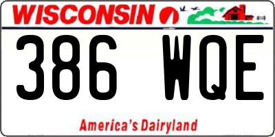 WI license plate 386WQE