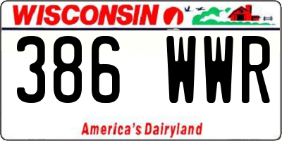 WI license plate 386WWR