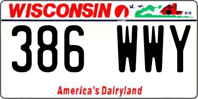 WI license plate 386WWY