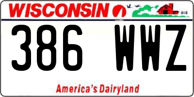 WI license plate 386WWZ