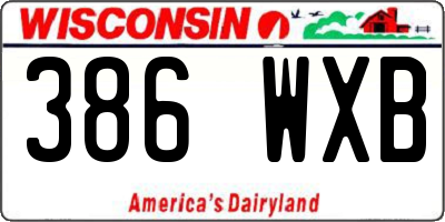 WI license plate 386WXB