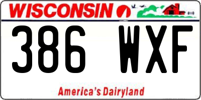 WI license plate 386WXF