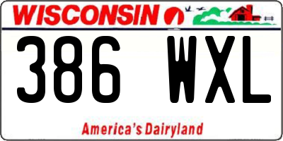 WI license plate 386WXL