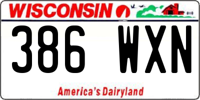 WI license plate 386WXN