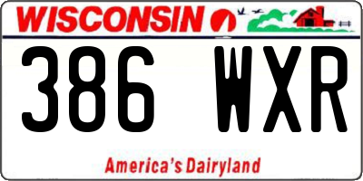 WI license plate 386WXR