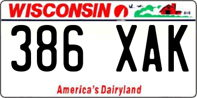 WI license plate 386XAK