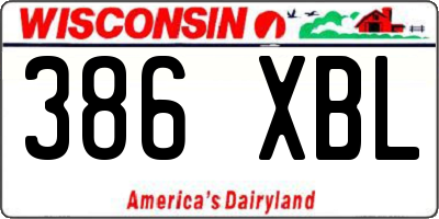 WI license plate 386XBL