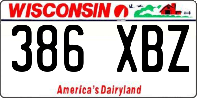 WI license plate 386XBZ