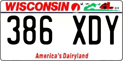 WI license plate 386XDY