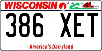 WI license plate 386XET