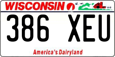 WI license plate 386XEU