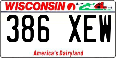 WI license plate 386XEW