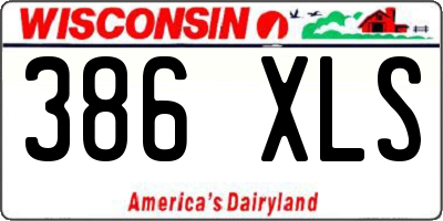 WI license plate 386XLS