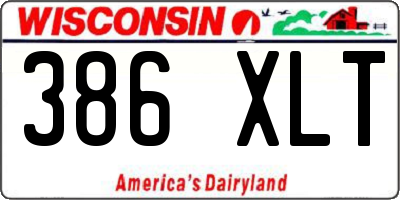 WI license plate 386XLT