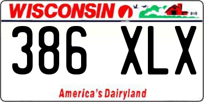 WI license plate 386XLX