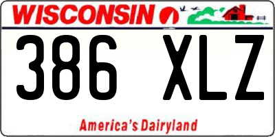 WI license plate 386XLZ