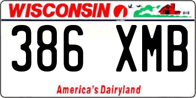 WI license plate 386XMB