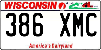 WI license plate 386XMC