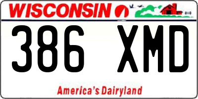 WI license plate 386XMD